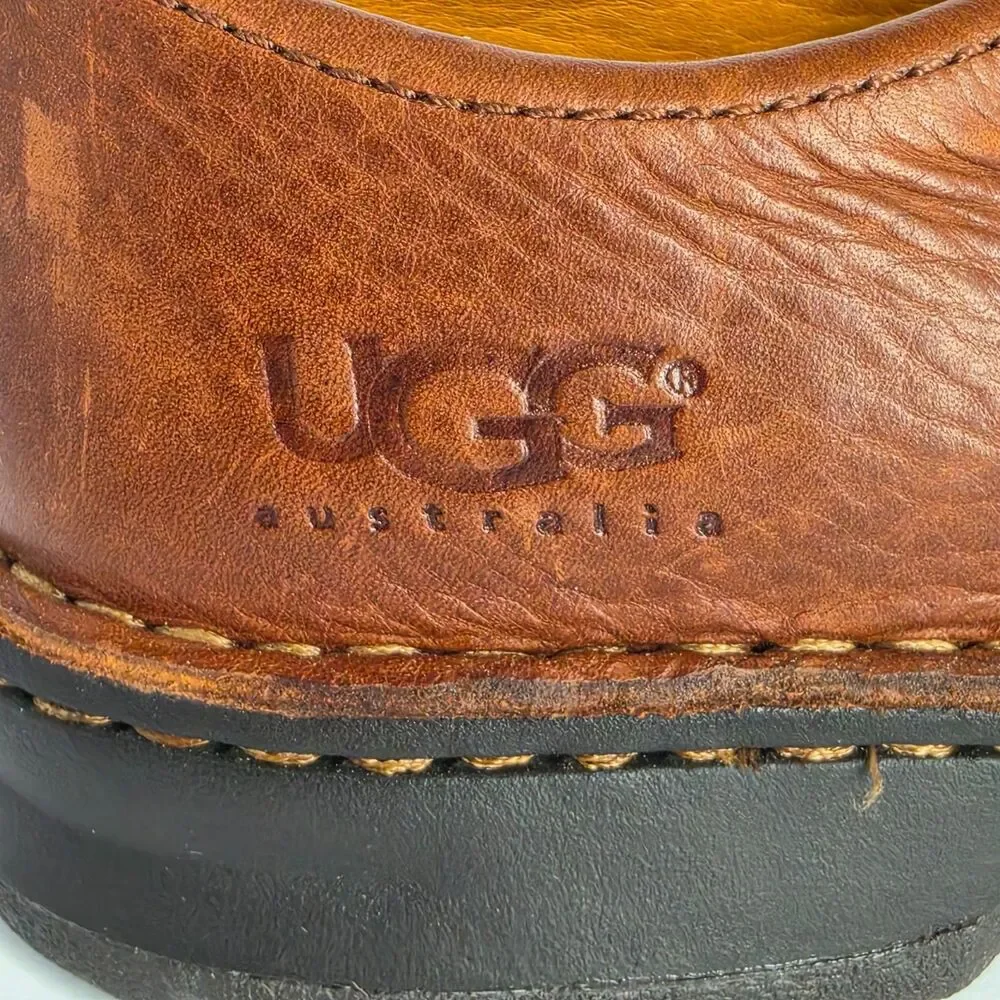 UGG Australia Men's 8.5 Brown Leather Lace-Up Casual Shoes S/N 5527